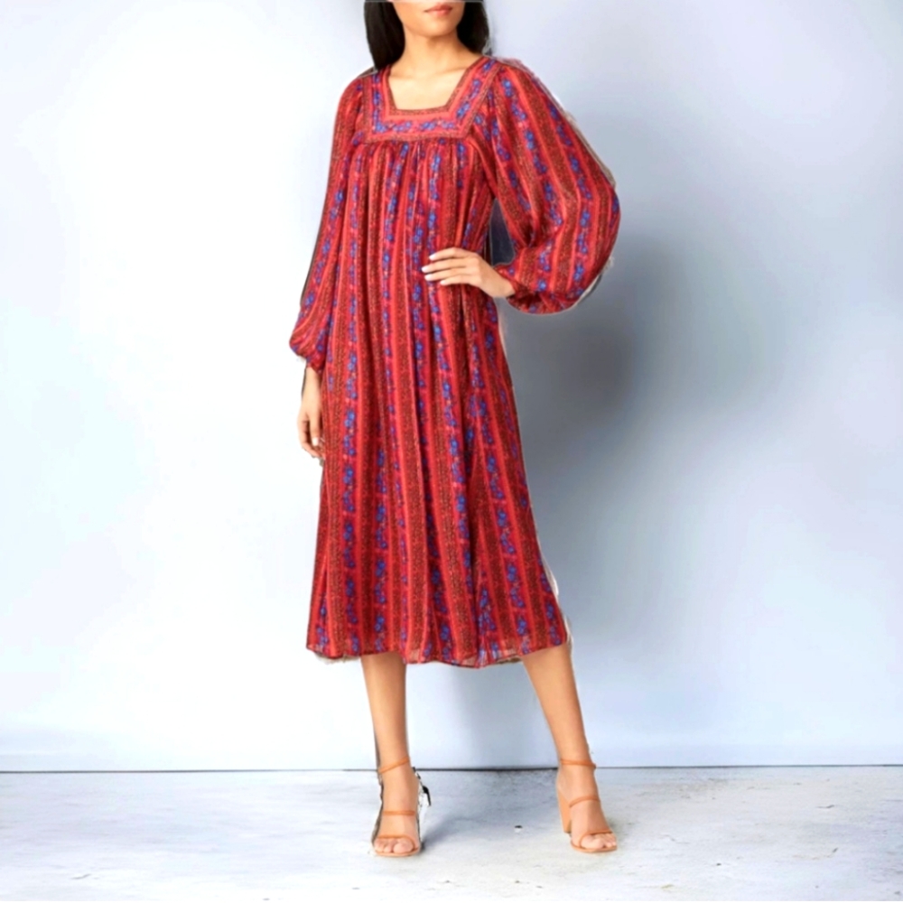 Sweet Baby Jamie Midi Dress Size XL Boho Red Floral